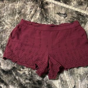 LOFT Burgundy Eyelet Shorts size large